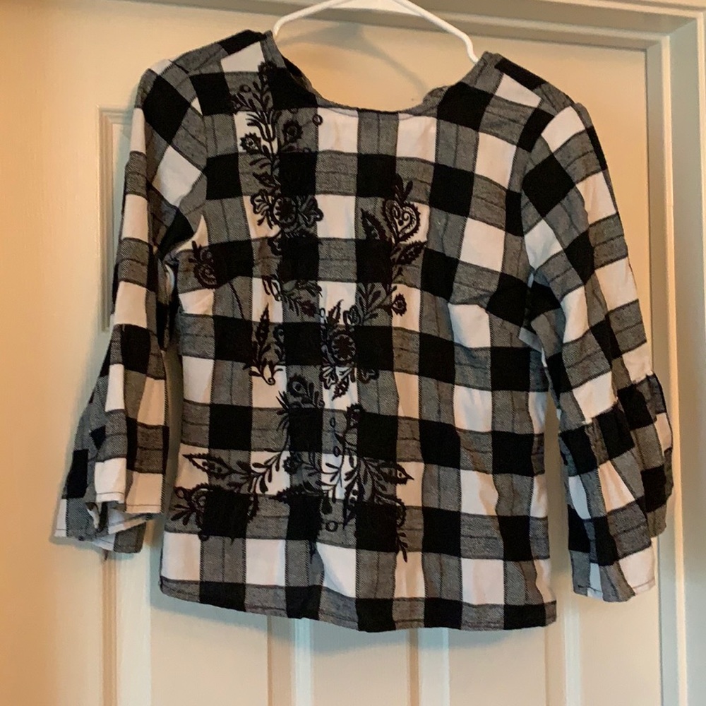 Black and White Checkered Top- Size Small